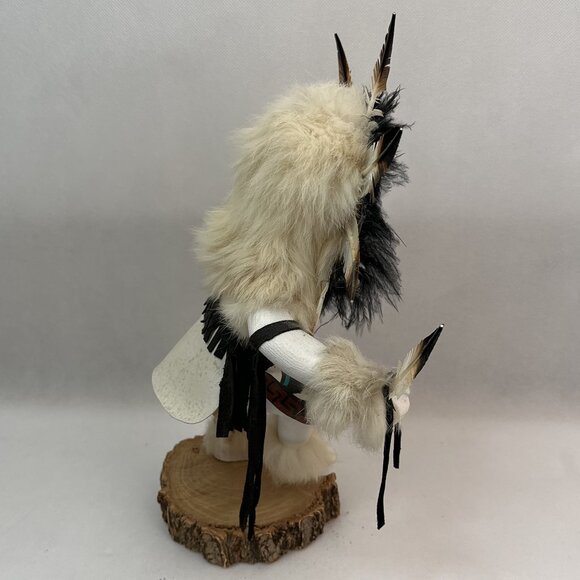 Vintage Hand Crafted Signed Sun Face Kachina Doll on Wood Base 12" Tall - Picture 5 of 6